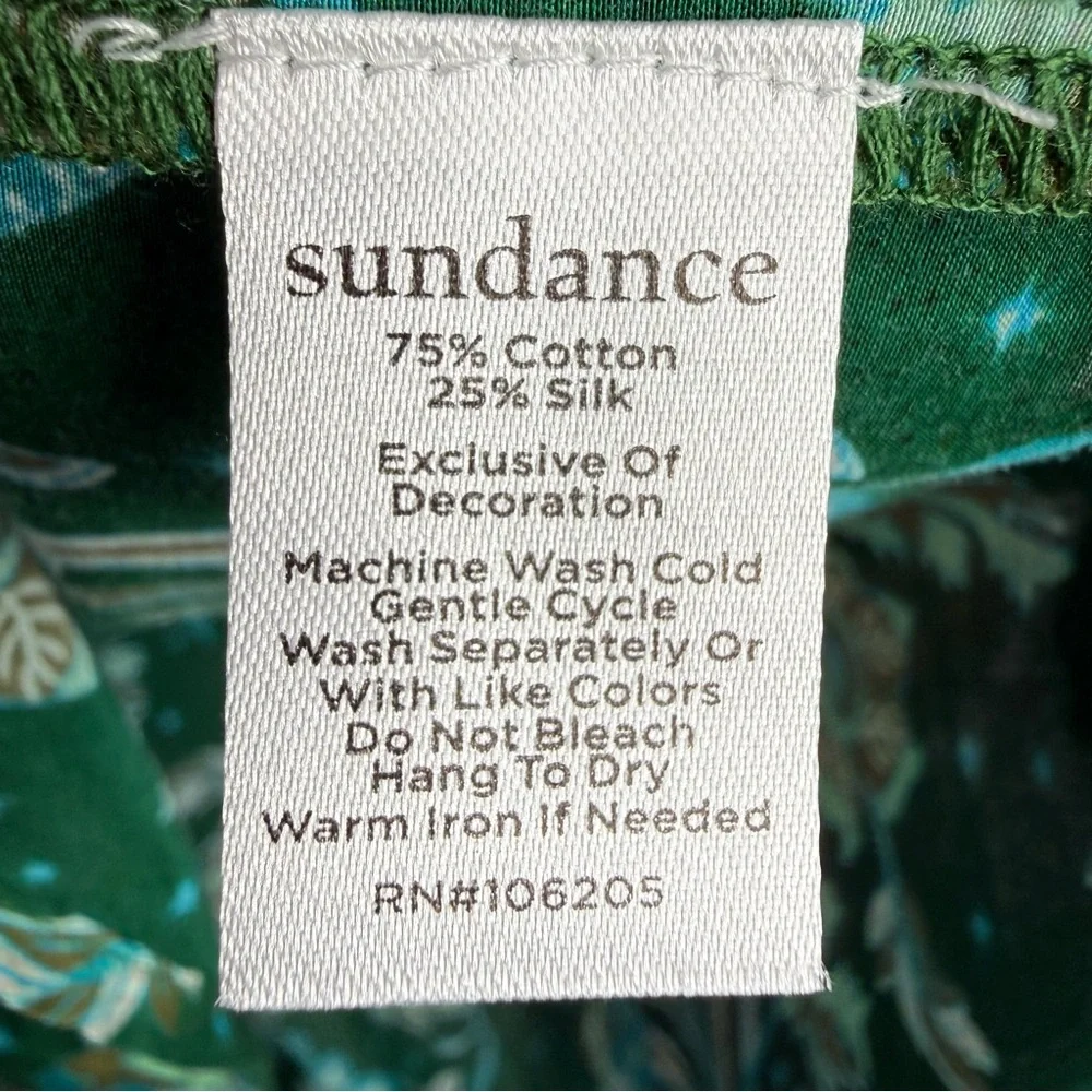 Sundance Arvilla Cotton/Silk Top Jade Floral Bohemian Blouse NWOT Size Small - Picture 5 of 9